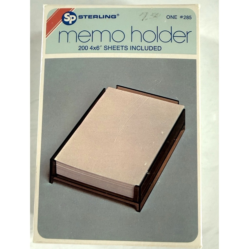 Sterling Plastics High Luster Smoke #285 Memo Holder 200 4x 6 Sheets VTG USA NOS